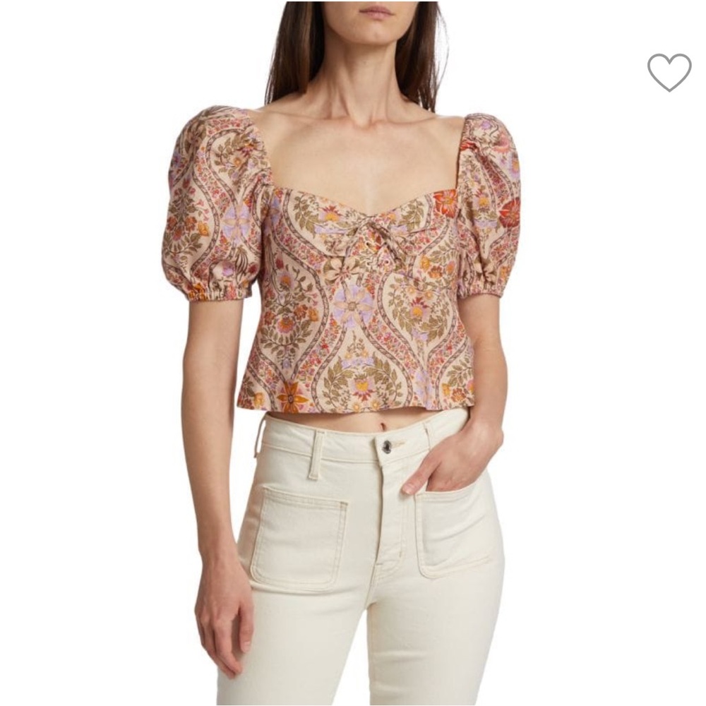 Derek Lam 10 Crosby Melania Floral Puffer Sleeve Top Size Medium